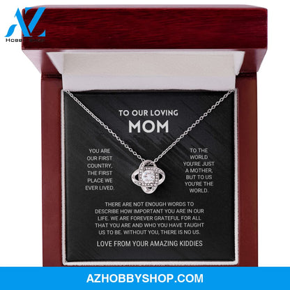 To Our Mom - You're The World Love Knot Silver Necklace