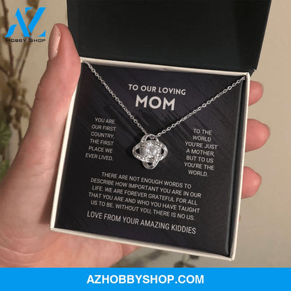 To Our Mom - You're The World Love Knot Silver Necklace