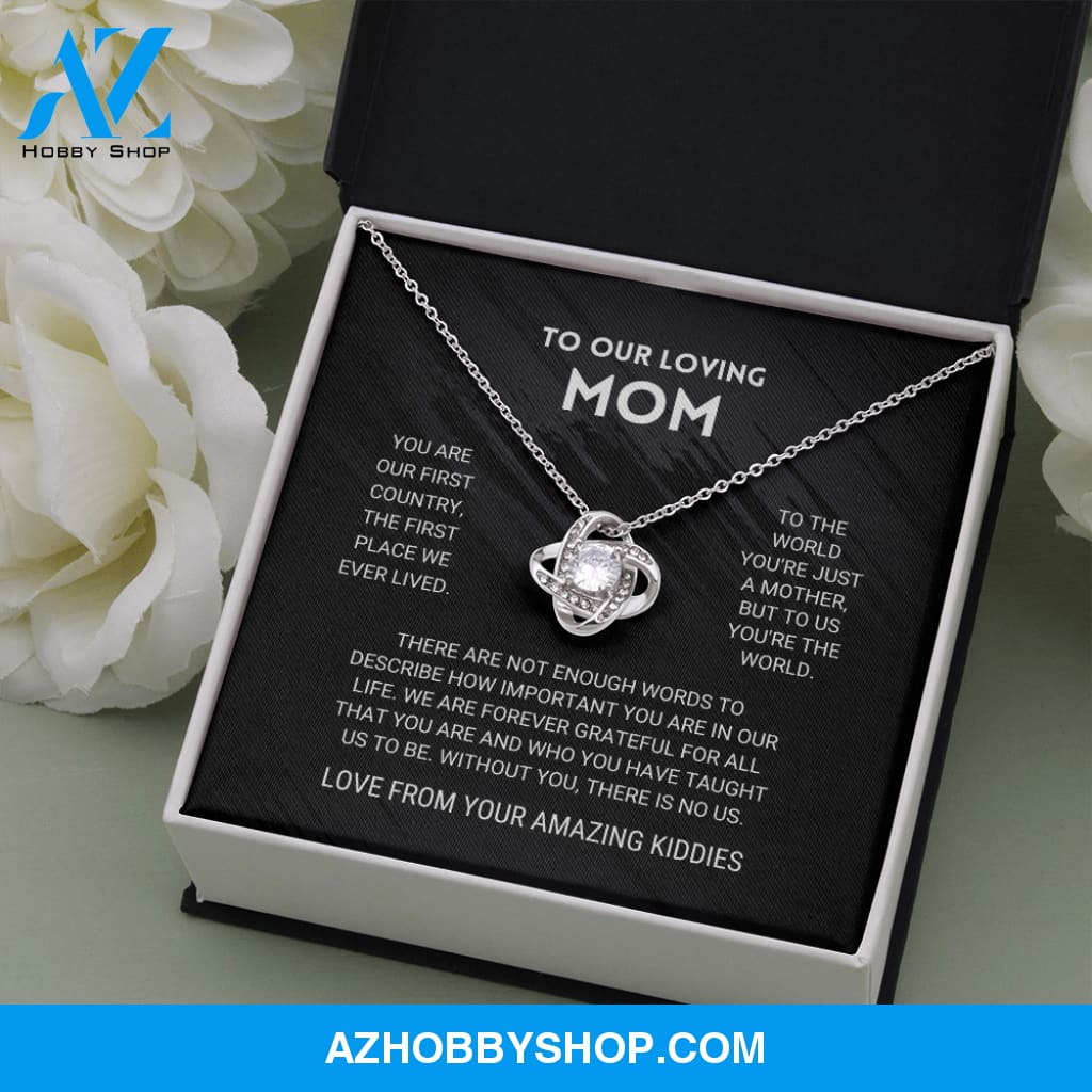 To Our Mom - You're The World Love Knot Silver Necklace