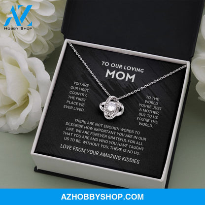 To Our Mom - You're The World Love Knot Silver Necklace