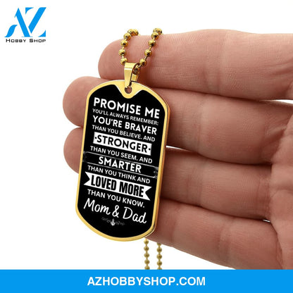 To Our Son - Promise Me - Dog Tag Military Ball Chain