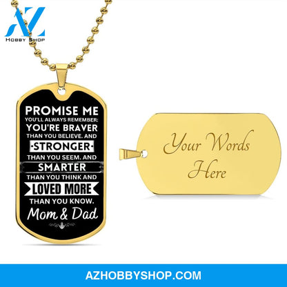 To Our Son - Promise Me - Dog Tag Military Ball Chain