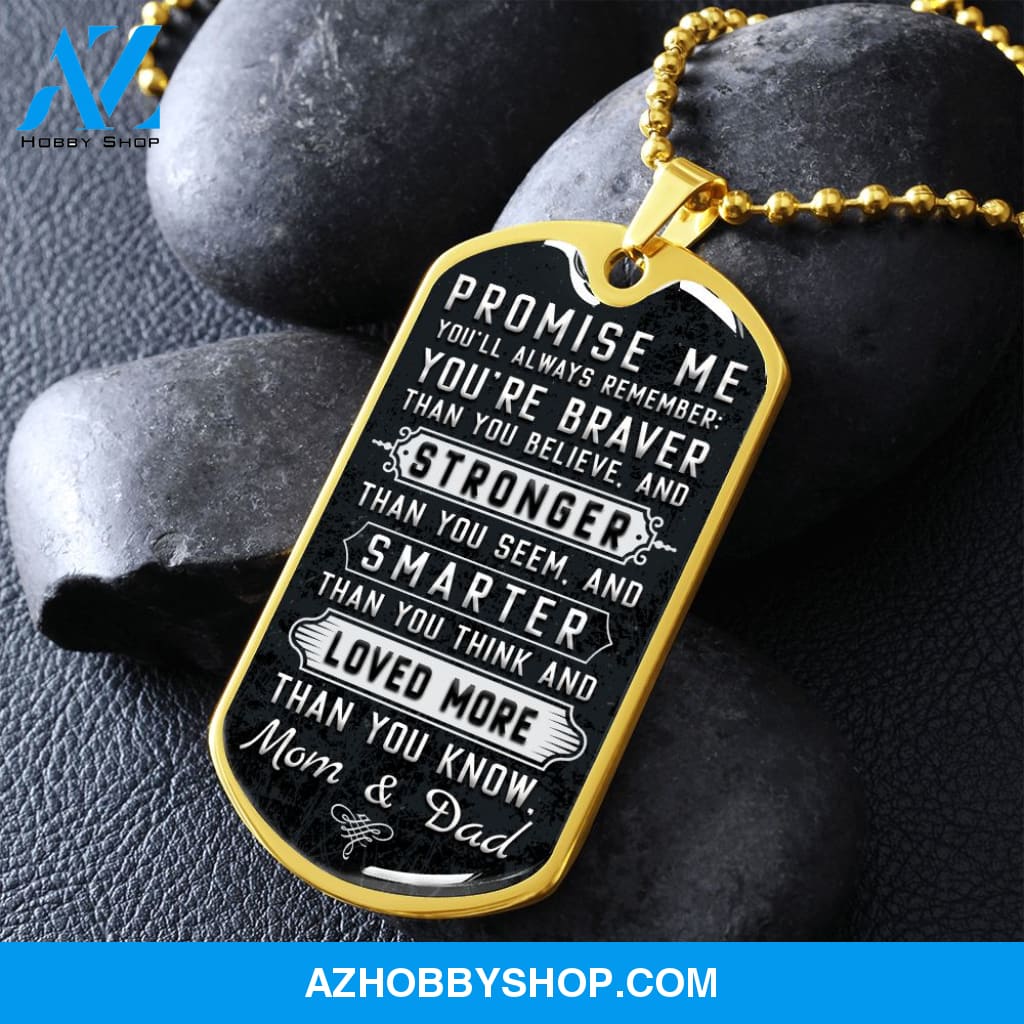 To Our Son - Promise Me - Dog Tag Military Ball Chain