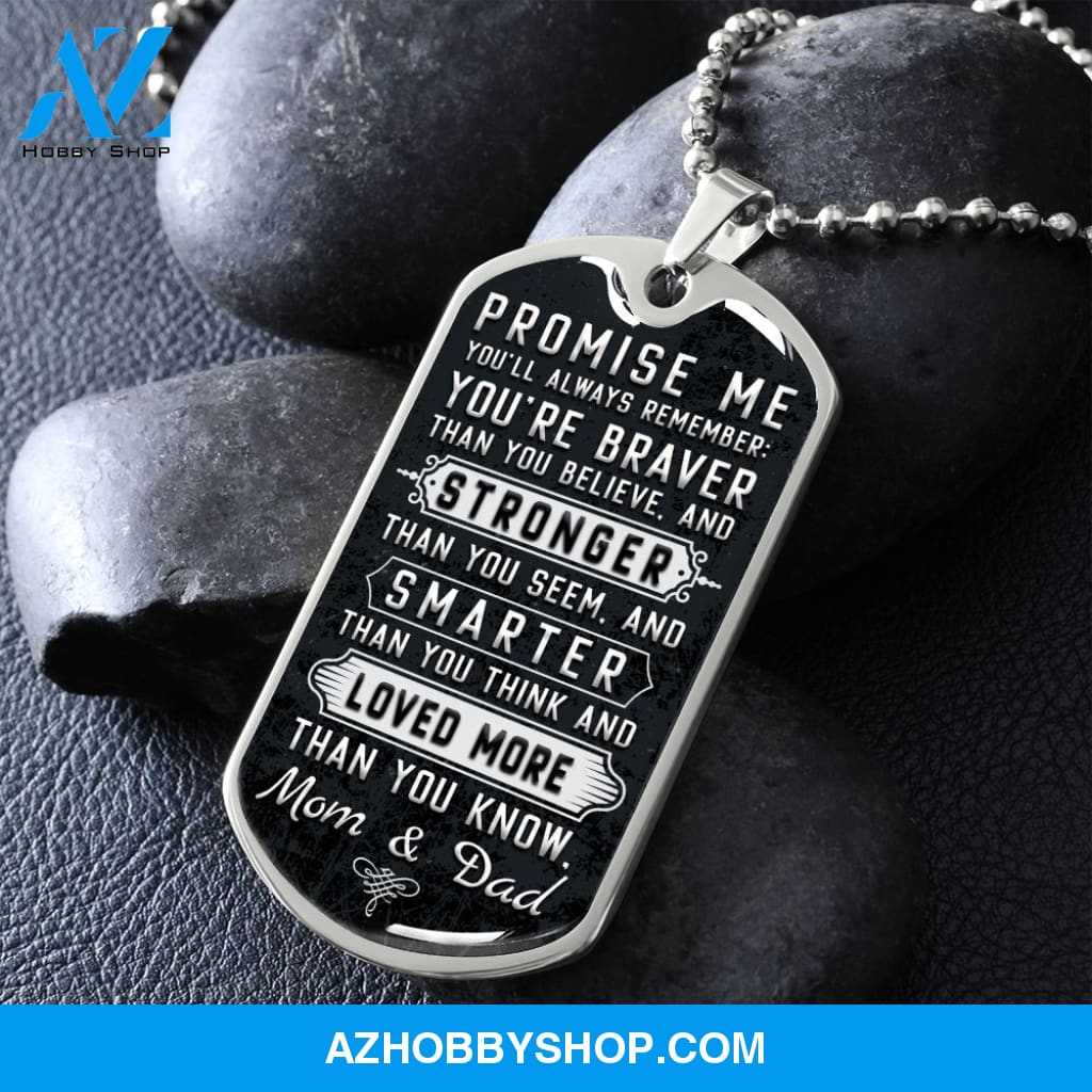 To Our Son - Promise Me - Dog Tag Military Ball Chain