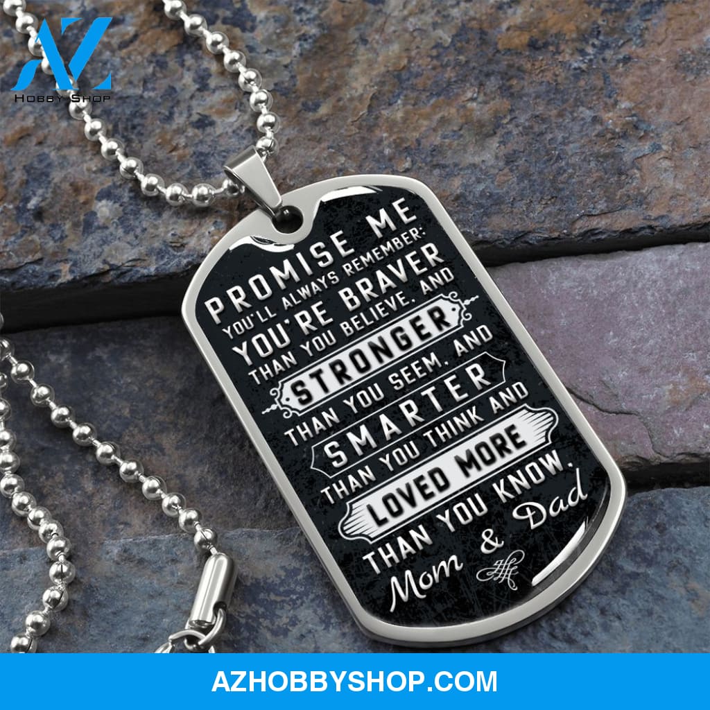 To Our Son - Promise Me - Dog Tag Military Ball Chain