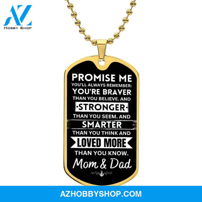 To Our Son - Promise Me - Dog Tag Military Ball Chain