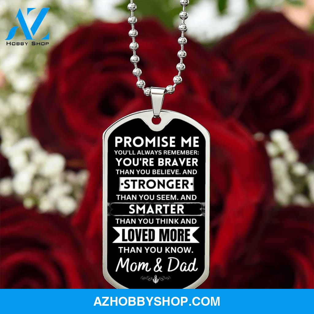 To Our Son - Promise Me - Dog Tag Military Ball Chain
