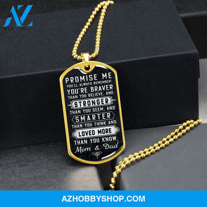 To Our Son - Promise Me - Dog Tag Military Ball Chain
