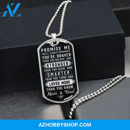 To Our Son - Promise Me - Dog Tag Military Ball Chain