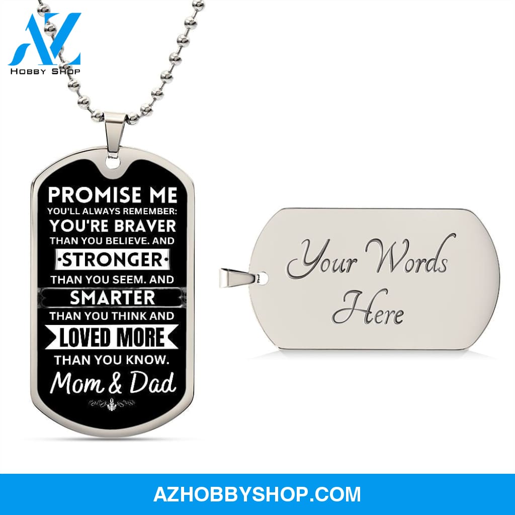 To Our Son - Promise Me - Dog Tag Military Ball Chain