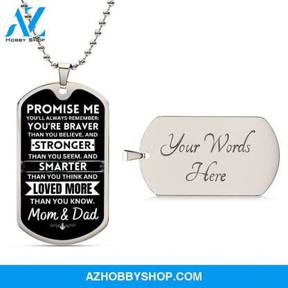 To Our Son - Promise Me - Dog Tag Military Ball Chain
