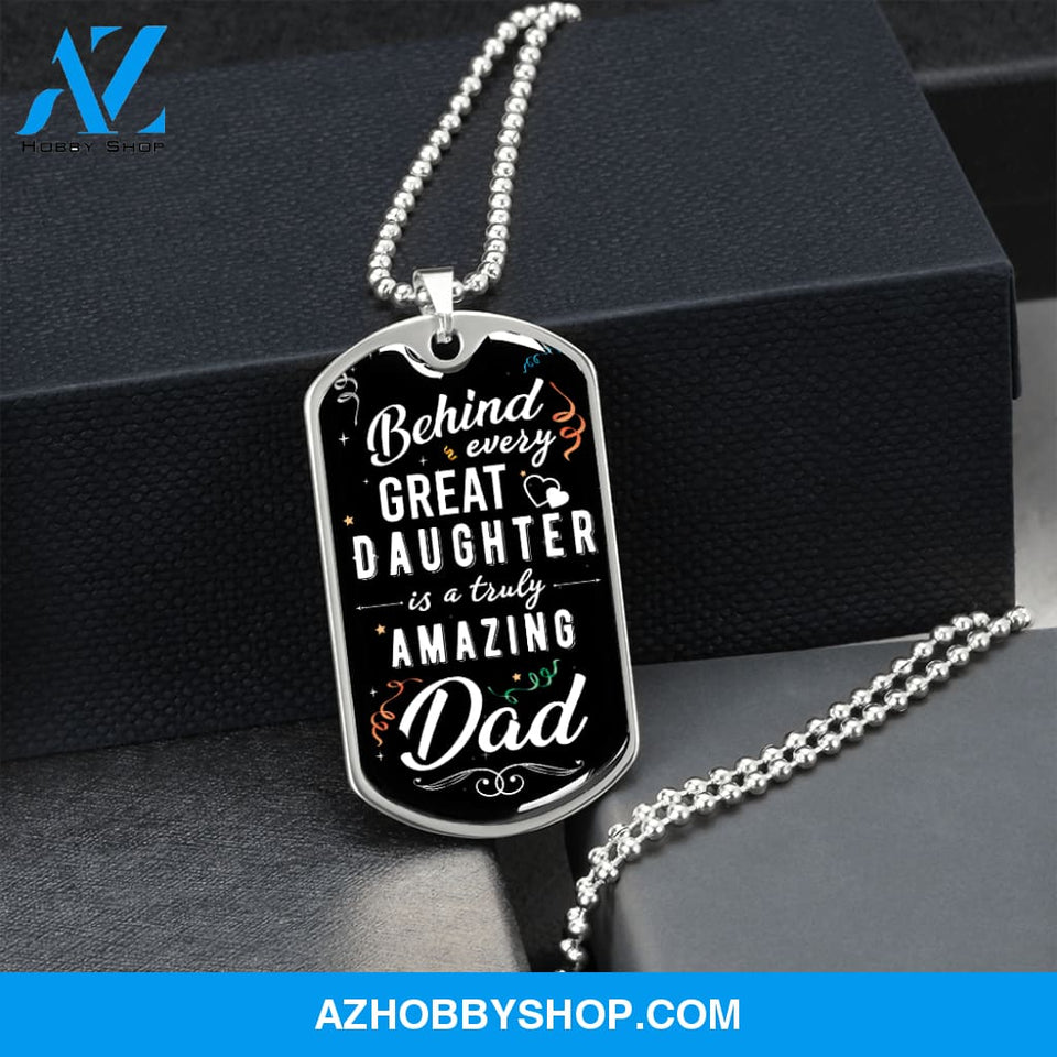 Truly Amazing DAD - Graphical Dog Tag & Ball chain (steel)