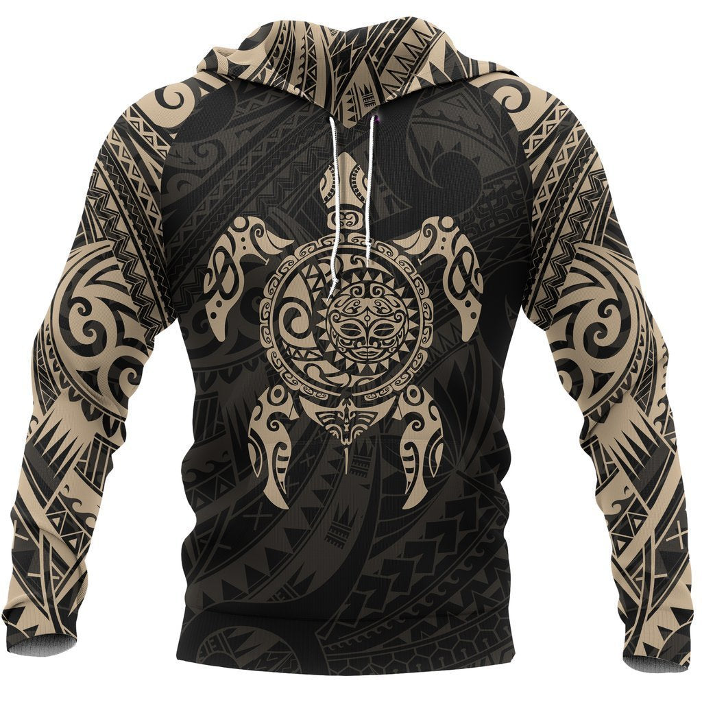 Turtle Maori Tattoo Gold All Over Printed Unisex Hoodie
