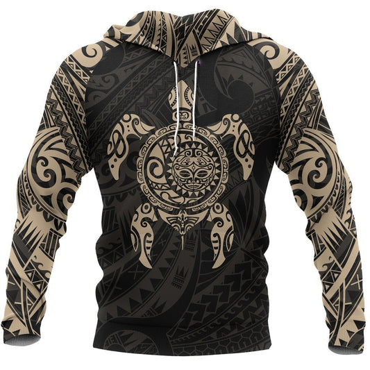 Turtle Maori Tattoo Gold All Over Printed Unisex Hoodie
