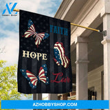 Unique butterfly, US flag, Faith, Hope, Love - Jesus Flag