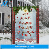 Unique Christmas tree, Beautiful cardinal, Winter forest, Merry Christmas - Jesus Flag