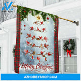 Unique Christmas tree, Beautiful cardinal, Winter forest, Merry Christmas - Jesus Flag