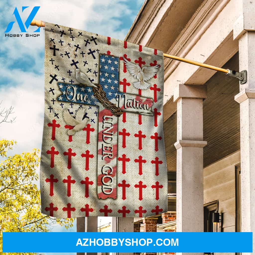 Unique cross, Amazing flag, White dove, Cross, One nation under God - Jesus Flag