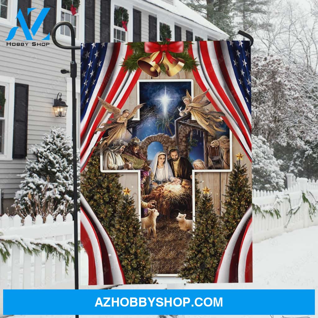 Unique cross, Beautiful Maria painting, Happy Christmas - Jesus Flag
