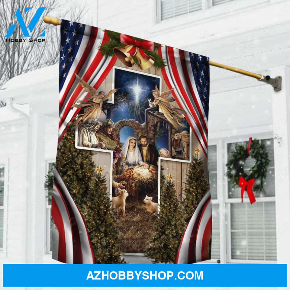 Unique cross, Beautiful Maria painting, Happy Christmas - Jesus Flag