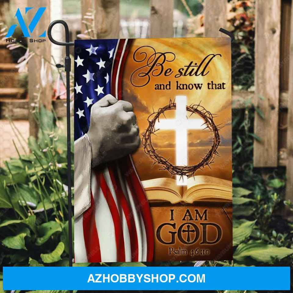 Unique cross, Crown of thorn, Orange sunset, Bible drawing, Be still and know that I am God - Jesus Flag