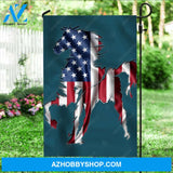 Unique horse drawing, US flag, Blue background - Jesus Flag