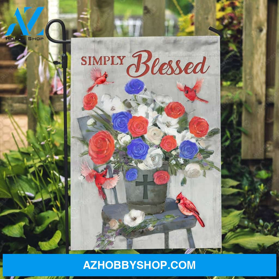 Unique rose flower, Red cardinal, Still life painting, Simply blessed - Jesus Flag