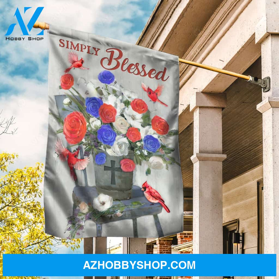 Unique rose flower, Red cardinal, Still life painting, Simply blessed - Jesus Flag