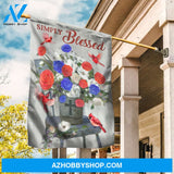 Unique rose flower, Red cardinal, Still life painting, Simply blessed - Jesus Flag