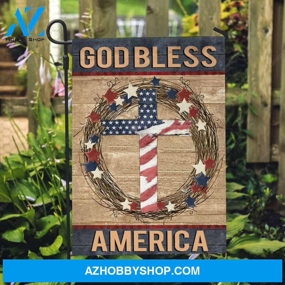 US cross, Crown of thorn, Colorful star, God bless America - Jesus Flag