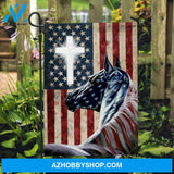 US Flag, Black horse, Cross symbol, Light cross - Jesus Flag