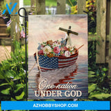 US flag, Boat painting, Cross symbol, One nation under God - Jesus Flag