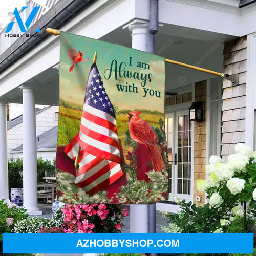 US flag drawing, Red cardinal, Countryside painting, I am always with you - Heaven Flag