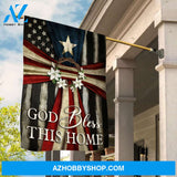 US flag, Flower crown, God bless this home - Jesus Flag