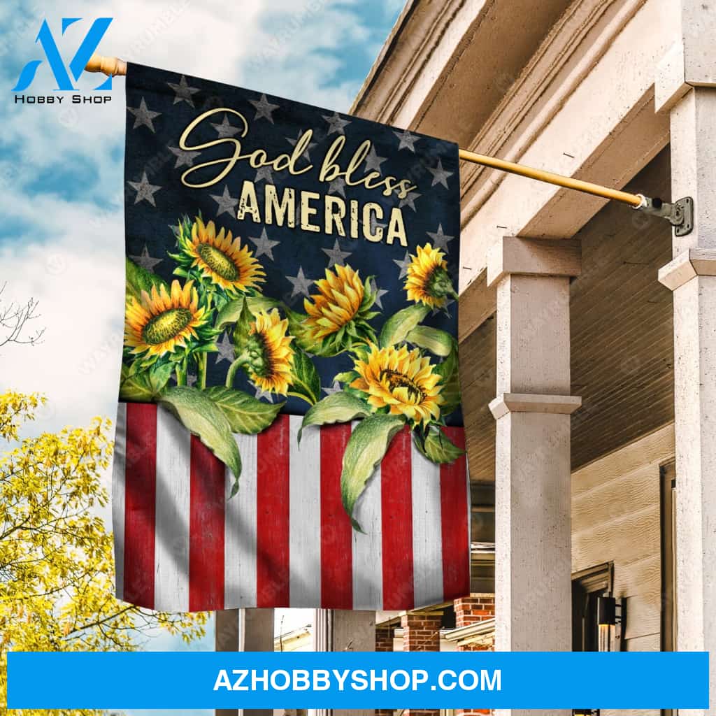 US flag, Sunflower field, God bless America - Jesus Flag