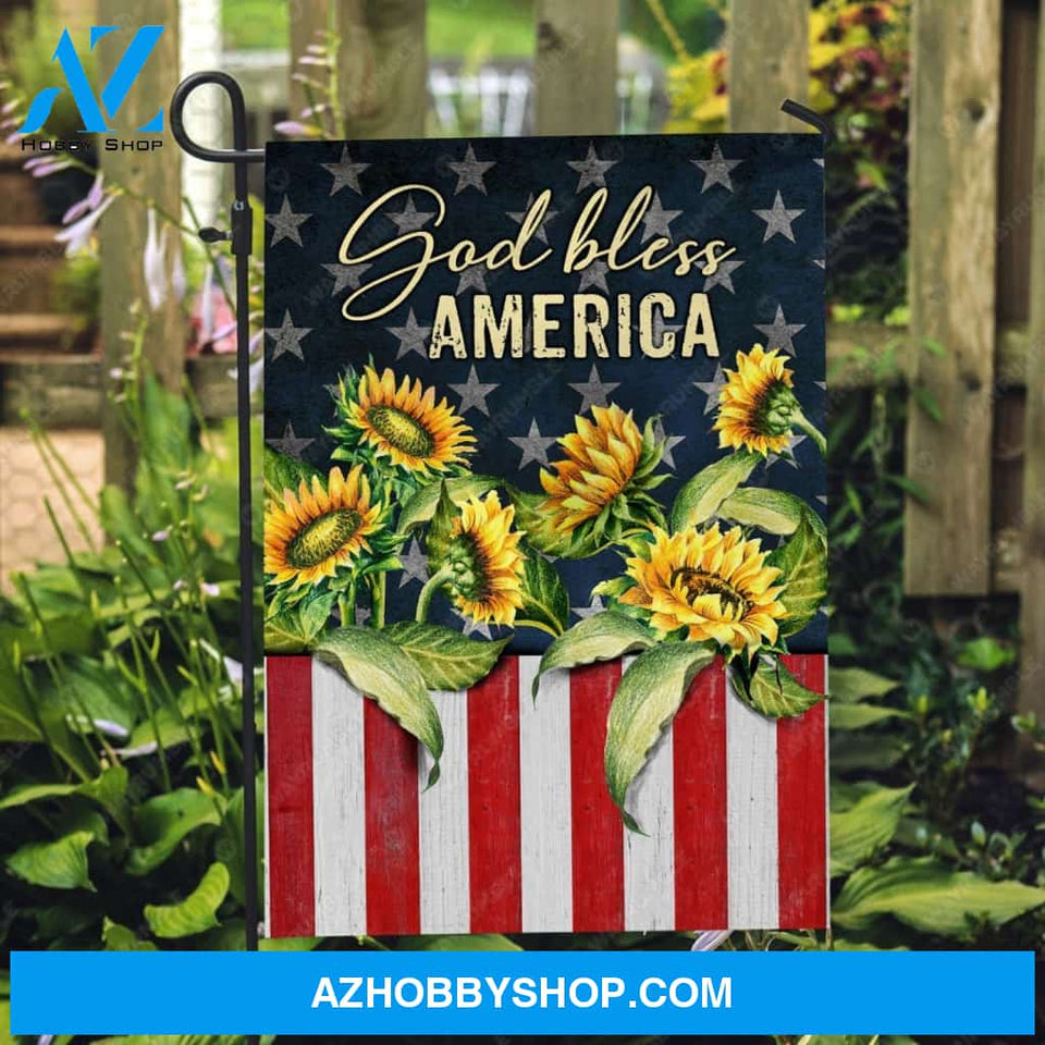 US flag, Sunflower field, God bless America - Jesus Flag