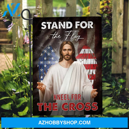 US flag wings, Stunning Jesus painting, Stand for the flag, Kneel for the cross - Jesus Flag
