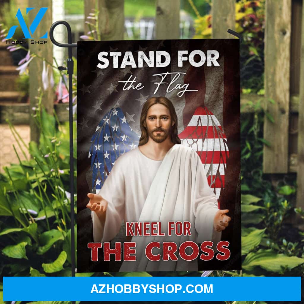US flag wings, Stunning Jesus painting, Stand for the flag, Kneel for the cross - Jesus Flag