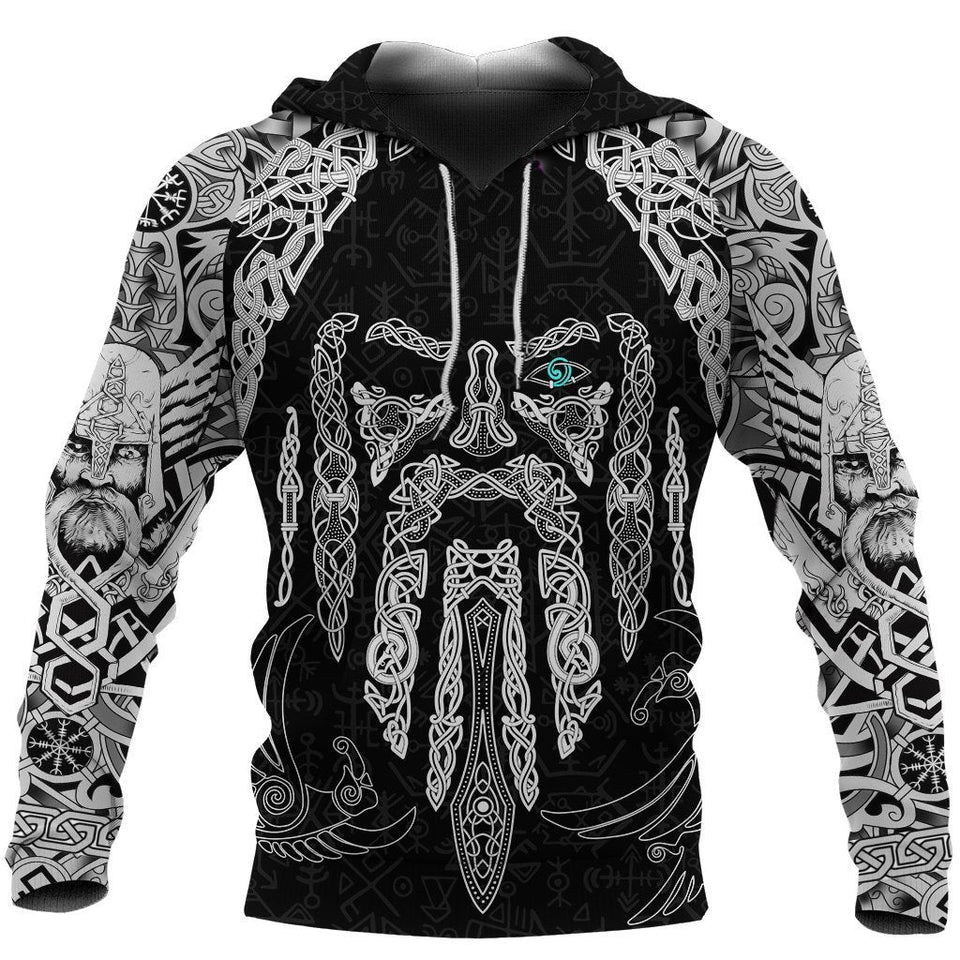 Unisex Hoodie All Over Print Viking Gifts Viking Odin's Eye with Raven Unisex Hoodie