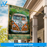 Vintage car, Hippie girl, Beautiful forest, Some girls are just born with hippie souls - Jesus Flag