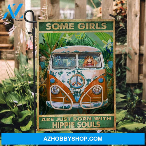 Vintage car, Hippie girl, Beautiful forest, Some girls are just born with hippie souls - Jesus Flag