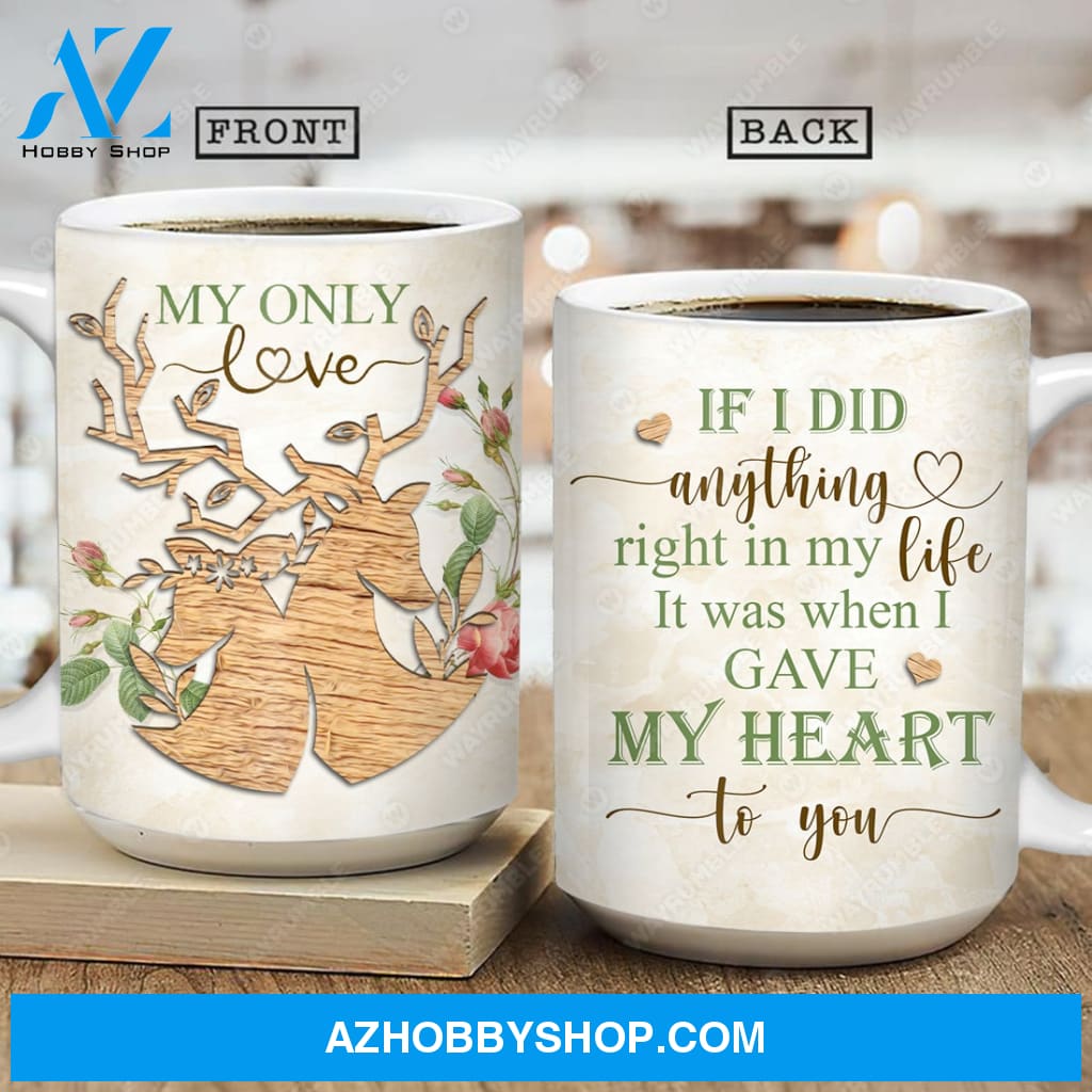 Vintage, Deer couple, If I did anything right in my life, It was when I gave my heart to you - Couple AOP Mug