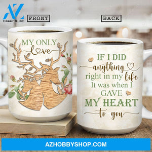 Vintage, Deer couple, If I did anything right in my life, It was when I gave my heart to you - Couple AOP Mug