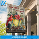 Vintage lantern, Red cardinal, Poinsettia flower, Cardinals appear when angels are near - Heaven Flag
