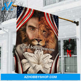 Vintage lily flower, Beautiful Jesus face, Lion of Judah, God says you are unique - Jesus Flag