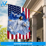 Walking with Jesus, Blue sky, White dove, Unique US flag - Jesus Flag
