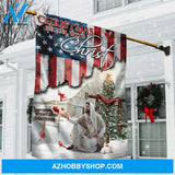 Walking with Jesus, Christmas painting, Red cardinal, Christmas begins with Christ - Jesus Flag