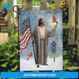 Walking with Jesus, The life of Jesus, Stunning US flag, Lovely cardinal - Jesus Flag