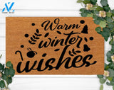 Warm Winter Wishes- New Home Design-Family Name Rug-Wedding Gift For Her & Him- Closing Christmas Front door mats