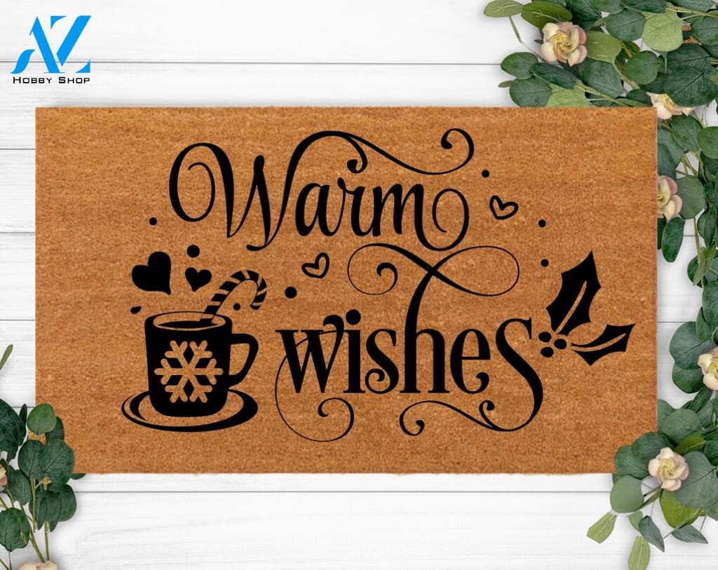 Warm Wishes-Funny Family Doormat-Last Name Doormat-Housewarming Gift-Custom Doormat- Doormat-Welcome